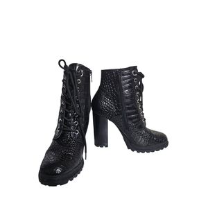 ALDO Marille Boots Lace Up Croc-Embossed 8.5